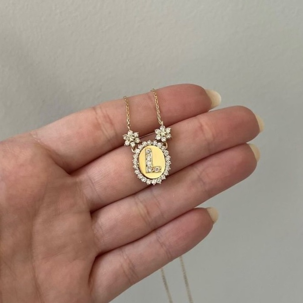 Diamond Gold Custom Necklace with L Initial